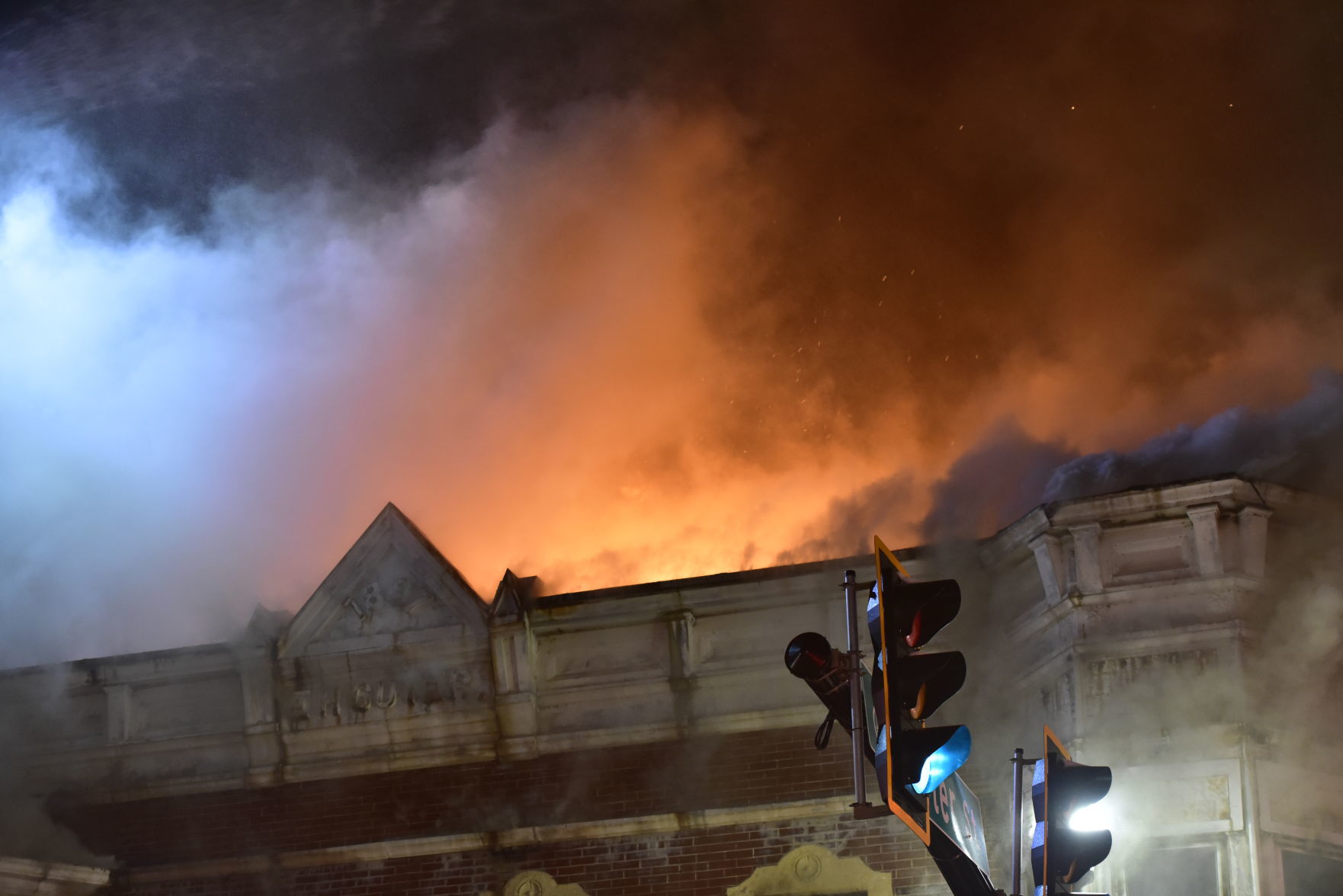 Crews battle fire at the Copper Penny